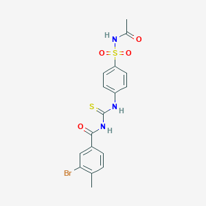 molecular formula C17H16BrN3O4S2 B320959 N-[[4-(acetylsulfamoyl)phenyl]carbamothioyl]-3-bromo-4-methylbenzamide 