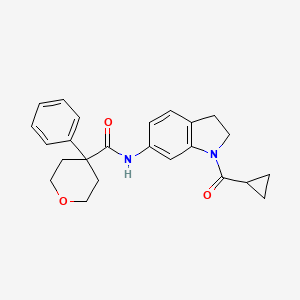 molecular formula C24H26N2O3 B3209668 N-(1-(cyclopropanecarbonyl)indolin-6-yl)-4-phenyltetrahydro-2H-pyran-4-carboxamide CAS No. 1060203-48-6
