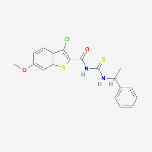 molecular formula C19H17ClN2O2S2 B320982 N-[(3-chloro-6-methoxy-1-benzothien-2-yl)carbonyl]-N'-(1-phenylethyl)thiourea 