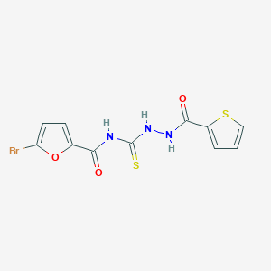 molecular formula C11H8BrN3O3S2 B320992 N-({[(5-BROMOFURAN-2-YL)FORMAMIDO]METHANETHIOYL}AMINO)THIOPHENE-2-CARBOXAMIDE 