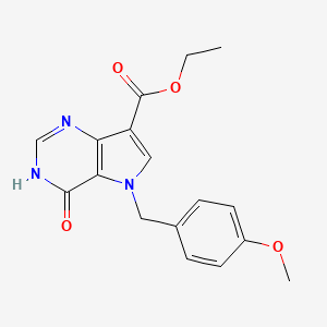 B3210577 Ethyl 5-(4-methoxybenzyl)-4-oxo-4,5-dihydro-3H-pyrrolo[3,2-d]pyrimidine-7-carboxylate CAS No. 1072097-23-4