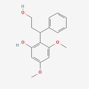 molecular formula C17H20O4 B3210780 2-(3-Hydroxy-1-phenylpropyl)-3,5-dimethoxyphenol CAS No. 1079366-50-9