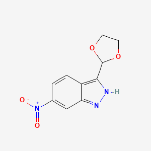 molecular formula C10H9N3O4 B3210937 3-(1,3-Dioxolan-2-YL)-6-nitro-1H-indazole CAS No. 1082041-31-3