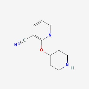 molecular formula C11H13N3O B3211319 2-(Piperidin-4-yloxy)nicotinonitrile CAS No. 1086392-82-6