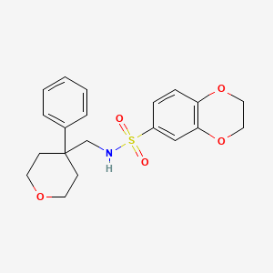 molecular formula C20H23NO5S B3211566 N-[(4-phenyloxan-4-yl)methyl]-2,3-dihydro-1,4-benzodioxine-6-sulfonamide CAS No. 1091107-15-1