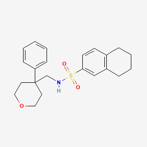 molecular formula C22H27NO3S B3211567 N-[(4-phenyloxan-4-yl)methyl]-5,6,7,8-tetrahydronaphthalene-2-sulfonamide CAS No. 1091107-39-9