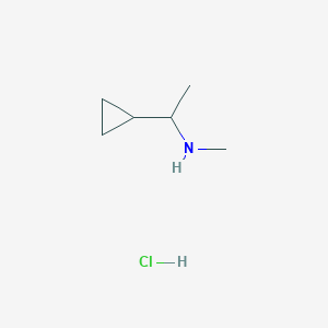 molecular formula C6H14ClN B3211898 N-(1-cyclopropylethyl)-N-methylamine hydrochloride CAS No. 1094614-73-9