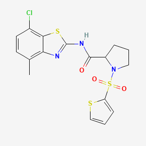molecular formula C17H16ClN3O3S3 B3212193 N-(7-chloro-4-methyl-1,3-benzothiazol-2-yl)-1-(thiophene-2-sulfonyl)pyrrolidine-2-carboxamide CAS No. 1097638-87-3