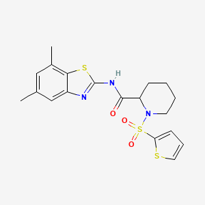 molecular formula C19H21N3O3S3 B3212199 N-(5,7-dimethyl-1,3-benzothiazol-2-yl)-1-(thiophene-2-sulfonyl)piperidine-2-carboxamide CAS No. 1097639-34-3