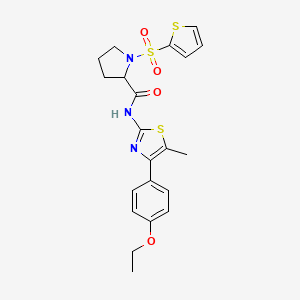 molecular formula C21H23N3O4S3 B3212282 N-[4-(4-ethoxyphenyl)-5-methyl-1,3-thiazol-2-yl]-1-(thiophene-2-sulfonyl)pyrrolidine-2-carboxamide CAS No. 1098639-93-0