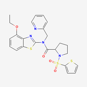 molecular formula C24H24N4O4S3 B3212363 N-(4-ethoxy-1,3-benzothiazol-2-yl)-N-[(pyridin-2-yl)methyl]-1-(thiophene-2-sulfonyl)pyrrolidine-2-carboxamide CAS No. 1100755-34-7