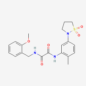 molecular formula C20H23N3O5S B3212728 N-[5-(1,1-dioxo-1lambda6,2-thiazolidin-2-yl)-2-methylphenyl]-N'-[(2-methoxyphenyl)methyl]ethanediamide CAS No. 1105215-59-5