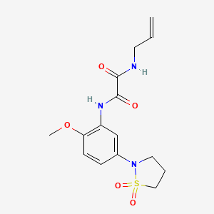 molecular formula C15H19N3O5S B3212734 N'-[5-(1,1-dioxo-1,2-thiazolidin-2-yl)-2-methoxyphenyl]-N-prop-2-enyloxamide CAS No. 1105215-75-5