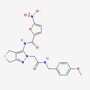 molecular formula C20H19N5O6S B3212862 N-(2-(2-((4-methoxybenzyl)amino)-2-oxoethyl)-4,6-dihydro-2H-thieno[3,4-c]pyrazol-3-yl)-5-nitrofuran-2-carboxamide CAS No. 1105249-89-5