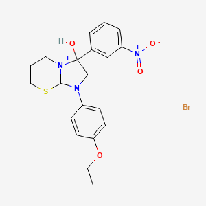 molecular formula C20H22BrN3O4S B3212910 1-(4-ethoxyphenyl)-3-hydroxy-3-(3-nitrophenyl)-2H,3H,5H,6H,7H-1lambda5-imidazo[2,1-b][1,3]thiazin-1-ylium bromide CAS No. 1106751-33-0