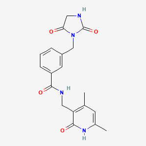 molecular formula C19H20N4O4 B3213110 N-[(4,6-dimethyl-2-oxo-1,2-dihydropyridin-3-yl)methyl]-3-[(2,5-dioxoimidazolidin-1-yl)methyl]benzamide CAS No. 1111473-93-8