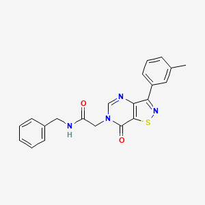 molecular formula C21H18N4O2S B3213225 N-benzyl-2-[3-(3-methylphenyl)-7-oxo-6H,7H-[1,2]thiazolo[4,5-d]pyrimidin-6-yl]acetamide CAS No. 1113121-35-9