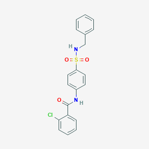 molecular formula C20H17ClN2O3S B321326 N-[4-(benzylsulfamoyl)phenyl]-2-chlorobenzamide 