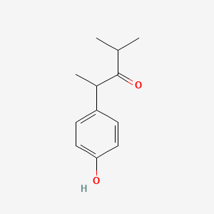 molecular formula C12H16O2 B3213412 2-(4-Hydroxyphenyl)-4-methylpentan-3-one CAS No. 111873-62-2