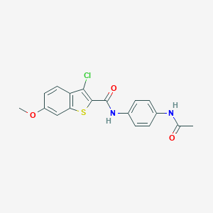 molecular formula C18H15ClN2O3S B321343 N-[4-(acetylamino)phenyl]-3-chloro-6-methoxy-1-benzothiophene-2-carboxamide 