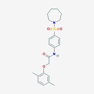 molecular formula C22H28N2O4S B321350 N-[4-(azepan-1-ylsulfonyl)phenyl]-2-(2,5-dimethylphenoxy)acetamide 