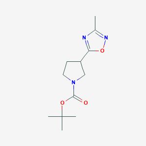 molecular formula C12H19N3O3 B3213565 tert-Butyl 3-(3-methyl-1,2,4-oxadiazol-5-yl)pyrrolidine-1-carboxylate CAS No. 1121057-53-1