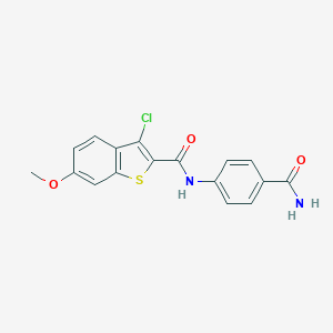 molecular formula C17H13ClN2O3S B321369 N-(4-carbamoylphenyl)-3-chloro-6-methoxy-1-benzothiophene-2-carboxamide 