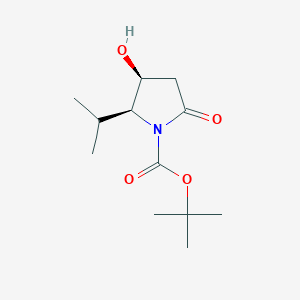 molecular formula C12H21NO4 B3213800 tert-butyl (2S,3S)-3-hydroxy-5-oxo-2-(propan-2-yl)pyrrolidine-1-carboxylate CAS No. 112711-95-2