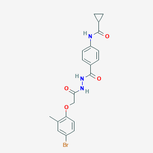 molecular formula C20H20BrN3O4 B321383 N-[4-({2-[(4-bromo-2-methylphenoxy)acetyl]hydrazino}carbonyl)phenyl]cyclopropanecarboxamide 