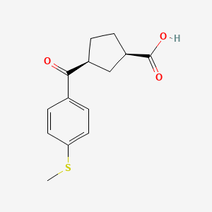 molecular formula C14H16O3S B3214108 cis-3-(4-Thiomethylbenzoyl)cyclopentane-1-carboxylic acid CAS No. 1134746-28-3