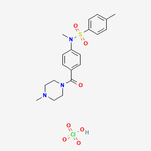 molecular formula C20H26ClN3O7S B3214130 N,4-dimethyl-N-[4-(4-methylpiperazine-1-carbonyl)phenyl]benzene-1-sulfonamide; perchloric acid CAS No. 1135018-63-1