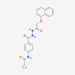 molecular formula C23H21N3O4 B321446 N-[4-({2-[(1-naphthyloxy)acetyl]hydrazino}carbonyl)phenyl]cyclopropanecarboxamide 
