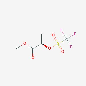 molecular formula C5H7F3O5S B3215019 Propanoic acid, 2-[[(trifluoromethyl)sulfonyl]oxy]-, methyl ester, (2R)- CAS No. 115724-80-6