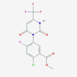 molecular formula C13H7ClF4N2O4 B3215030 Methyl 2-chloro-5-(2,6-dioxo-4-(trifluoromethyl)-2,3-dihydropyrimidin-1(6H)-yl)-4-fluorobenzoate CAS No. 115784-83-3