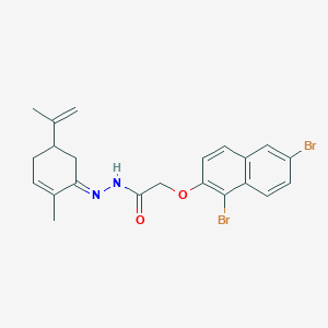 molecular formula C22H22Br2N2O2 B321505 2-[(1,6-dibromo-2-naphthyl)oxy]-N'-(5-isopropenyl-2-methyl-2-cyclohexen-1-ylidene)acetohydrazide 