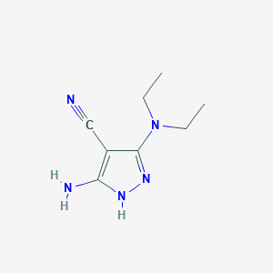 molecular formula C8H13N5 B3215293 5-amino-3-(diethylamino)-1H-pyrazole-4-carbonitrile CAS No. 1159941-93-1