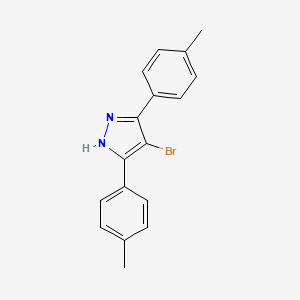 molecular formula C17H15BrN2 B3215313 4-bromo-3,5-bis(4-methylphenyl)-1H-pyrazole CAS No. 1159988-74-5