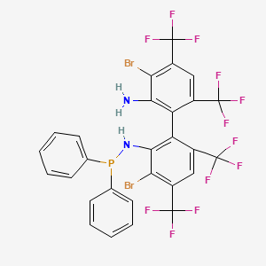 molecular formula C28H15Br2F12N2P B3215496 N-[(1R)-2'-Amino-3,3'-dibromo-4,4',6,6'-tetrakis(trifluoromethyl)[1,1'-biphenyl]-2-yl]-P,P-diphenylphosphinous Amide CAS No. 1161404-71-2