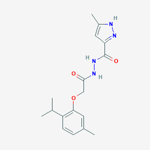 molecular formula C17H22N4O3 B321572 N'-[(2-isopropyl-5-methylphenoxy)acetyl]-3-methyl-1H-pyrazole-5-carbohydrazide 