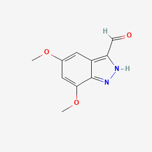 molecular formula C10H10N2O3 B3215744 5,7-dimethoxy-1H-indazole-3-carbaldehyde CAS No. 1167055-48-2