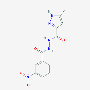 molecular formula C12H11N5O4 B321576 N'-{3-nitrobenzoyl}-3-methyl-1H-pyrazole-5-carbohydrazide 