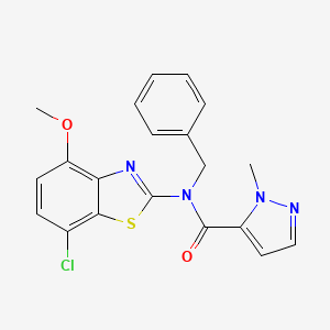 molecular formula C20H17ClN4O2S B3216010 N-benzyl-N-(7-chloro-4-methoxy-1,3-benzothiazol-2-yl)-1-methyl-1H-pyrazole-5-carboxamide CAS No. 1170291-67-4