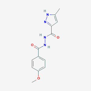 molecular formula C13H14N4O3 B321610 N'-(4-methoxybenzoyl)-3-methyl-1H-pyrazole-5-carbohydrazide 