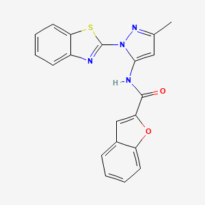 molecular formula C20H14N4O2S B3216190 N-(1-(benzo[d]thiazol-2-yl)-3-methyl-1H-pyrazol-5-yl)benzofuran-2-carboxamide CAS No. 1171176-93-4