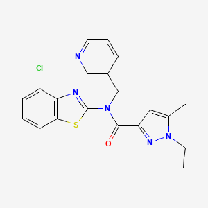 molecular formula C20H18ClN5OS B3216317 N-(4-chloro-1,3-benzothiazol-2-yl)-1-ethyl-5-methyl-N-[(pyridin-3-yl)methyl]-1H-pyrazole-3-carboxamide CAS No. 1171520-76-5