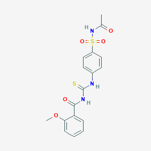 molecular formula C17H17N3O5S2 B321636 N-acetyl-4-({[(2-methoxybenzoyl)amino]carbothioyl}amino)benzenesulfonamide 