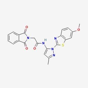 molecular formula C22H17N5O4S B3216388 2-(1,3-dioxo-2,3-dihydro-1H-isoindol-2-yl)-N-[1-(6-methoxy-1,3-benzothiazol-2-yl)-3-methyl-1H-pyrazol-5-yl]acetamide CAS No. 1171746-82-9
