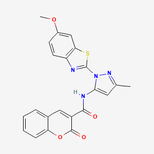 molecular formula C22H16N4O4S B3216431 N-(1-(6-methoxybenzo[d]thiazol-2-yl)-3-methyl-1H-pyrazol-5-yl)-2-oxo-2H-chromene-3-carboxamide CAS No. 1171918-64-1