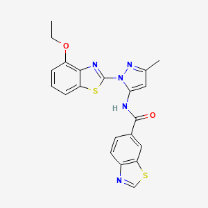 molecular formula C21H17N5O2S2 B3216502 N-(1-(4-ethoxybenzo[d]thiazol-2-yl)-3-methyl-1H-pyrazol-5-yl)benzo[d]thiazole-6-carboxamide CAS No. 1171980-28-1