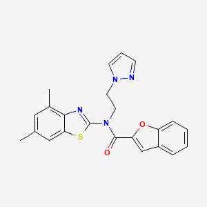 molecular formula C23H20N4O2S B3216510 N-(2-(1H-pyrazol-1-yl)ethyl)-N-(4,6-dimethylbenzo[d]thiazol-2-yl)benzofuran-2-carboxamide CAS No. 1171993-28-4
